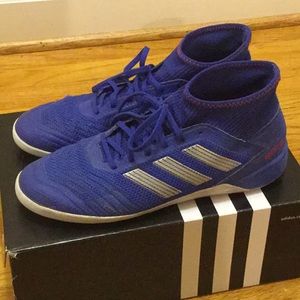 Blue Adidas soccer flats